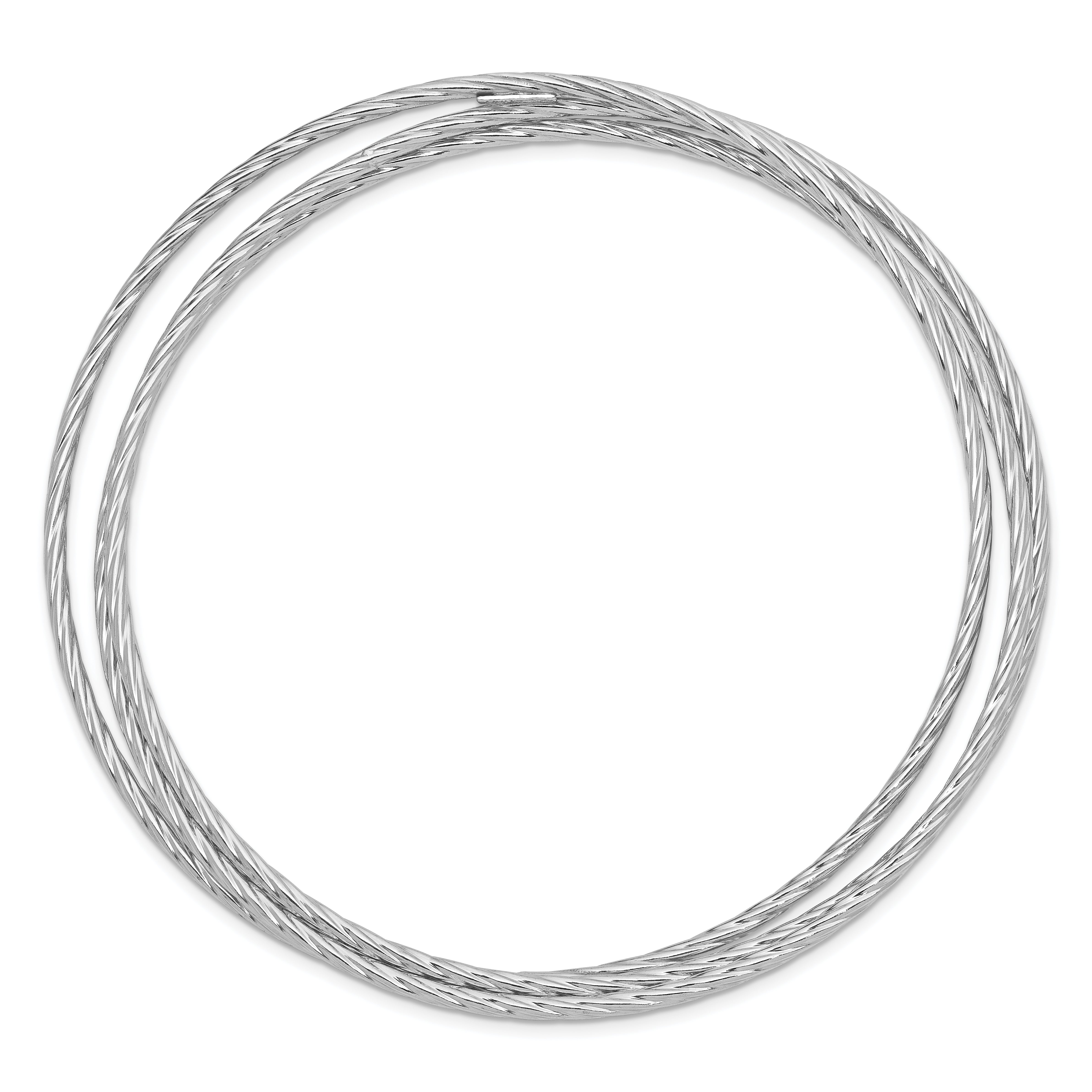 Sterling Silver 925 Polished Twisted Bangle Bracelet Elegant Rhodium Finish Secondary image