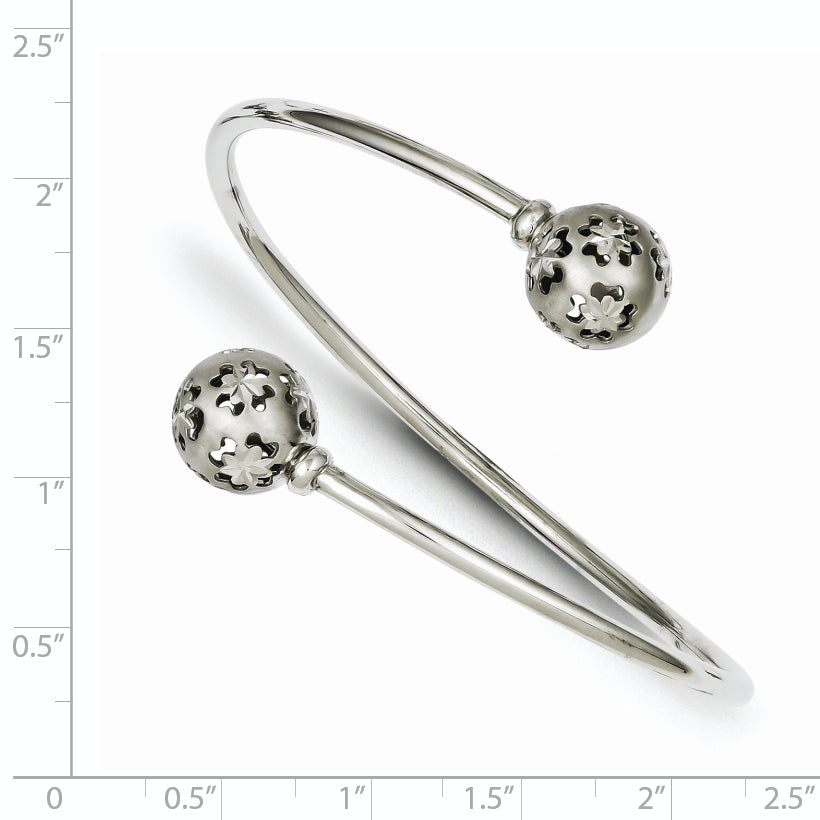 Sterling Silver 925 Bangle Bracelet with Polished Brushed Diamond-Cut Elegant Design Secondary image