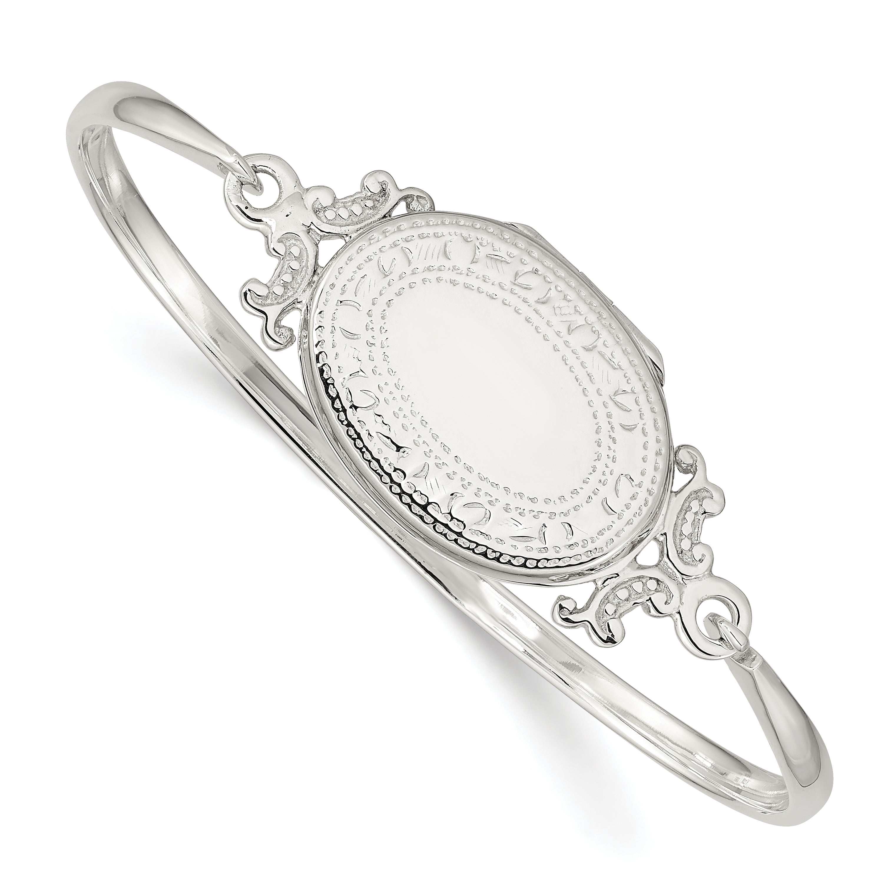Sterling Silver 26mm Oval Locket Bangle Main image