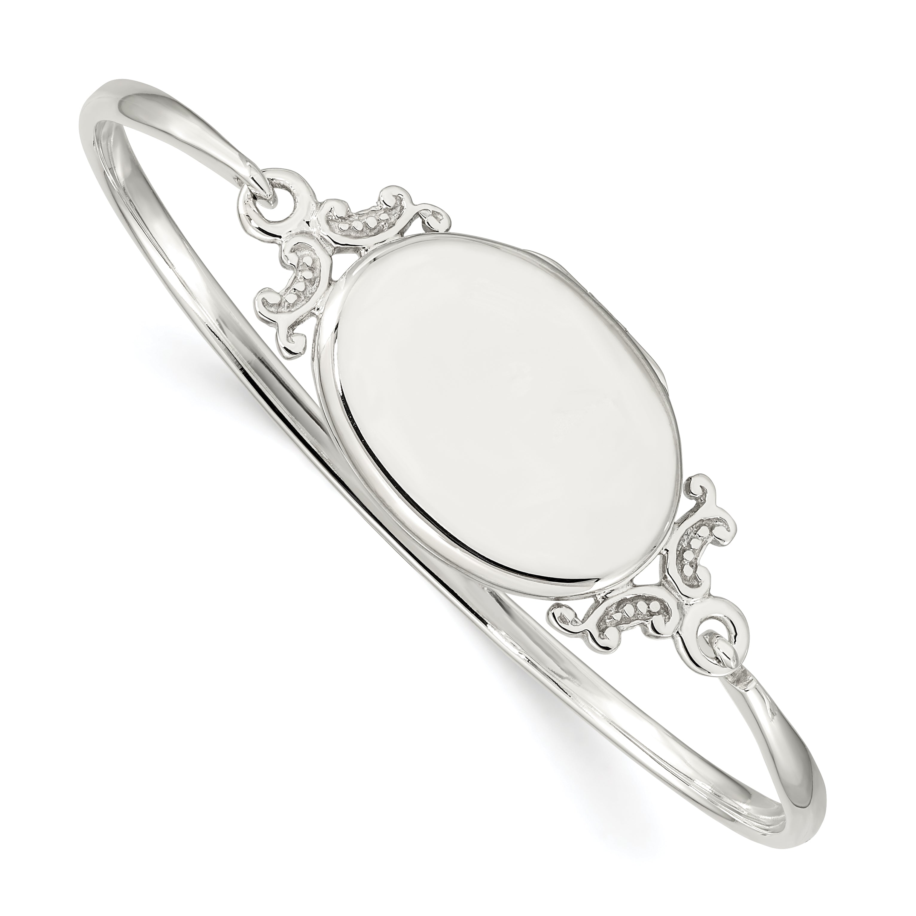 Sterling Silver 26mm Oval Locket Bangle Main image