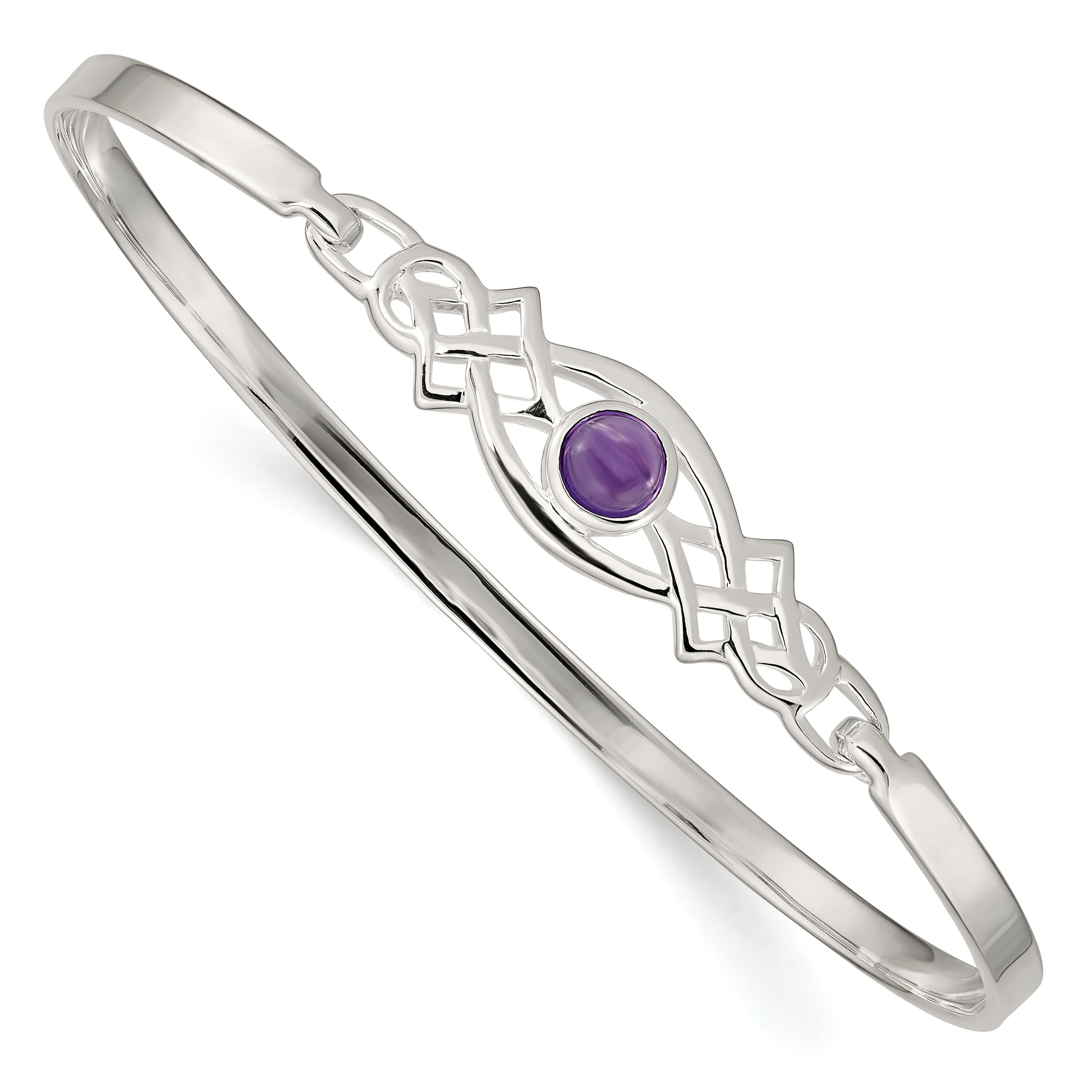 Sterling Silver Amethyst Celtic Knot Bangle Bracelet Main image