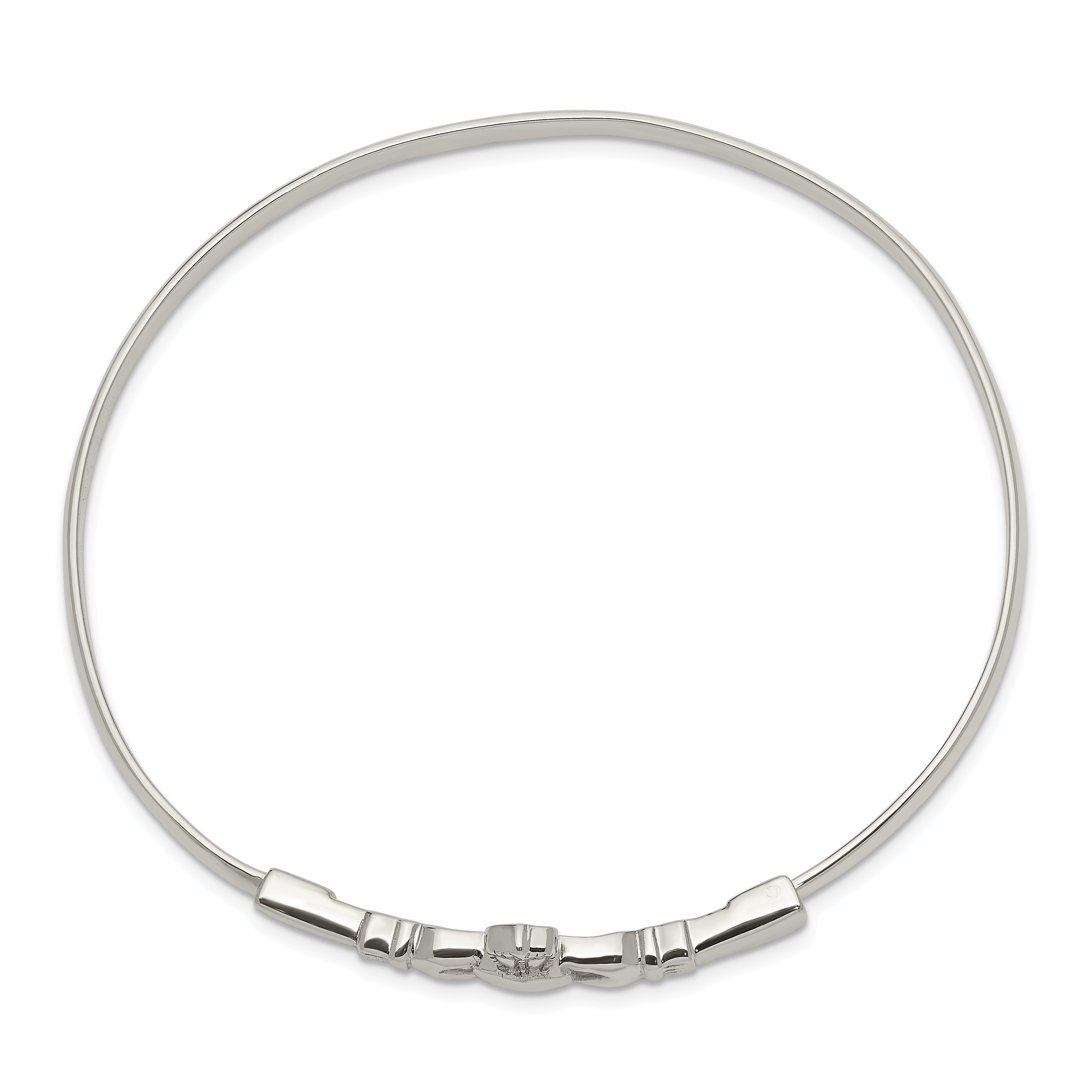 Sophia Jewelers Sterling Silver Claddagh Bangle with Polished Antiqued Finish Secondary image