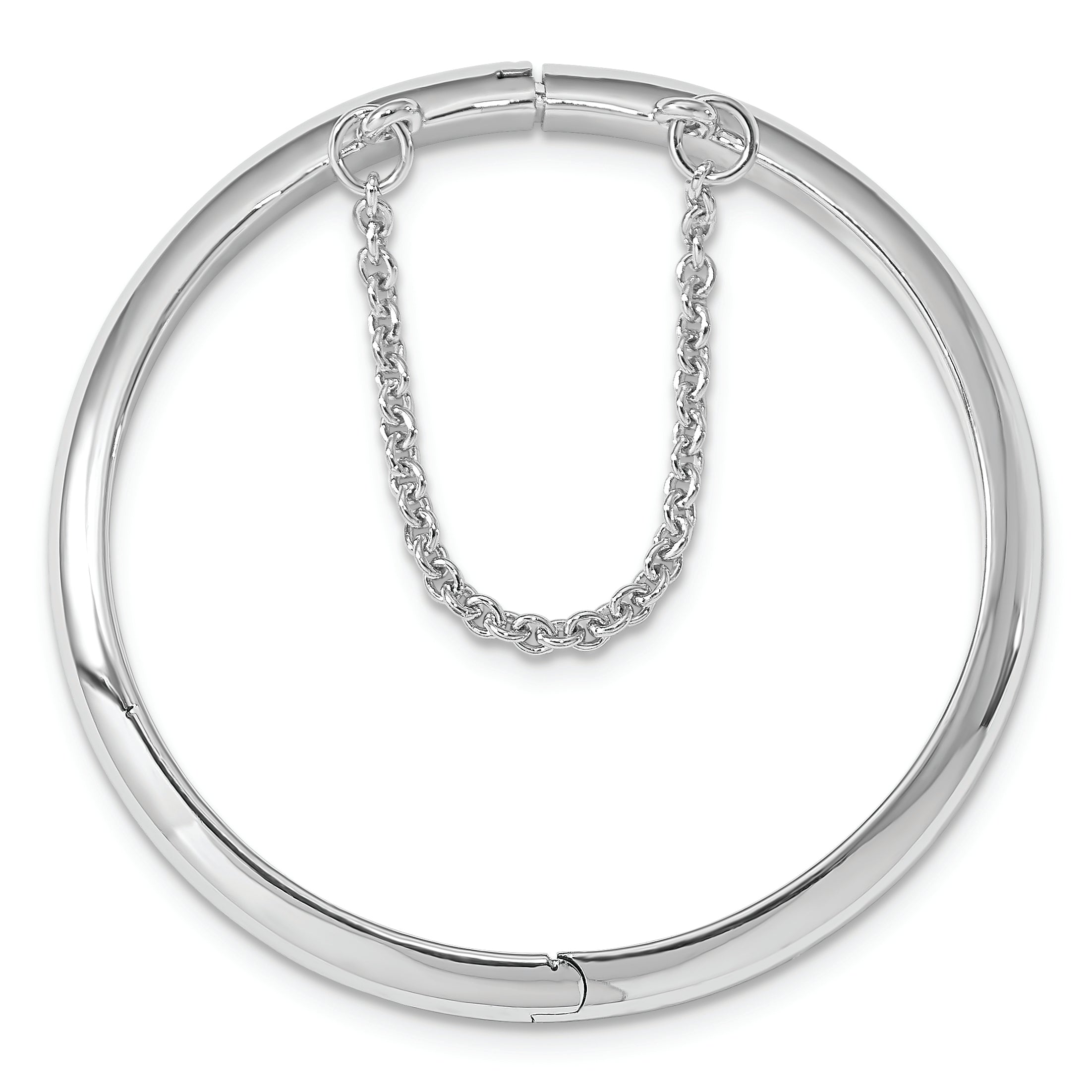 Sterling Silver RH-plated Polished 4mm w/ Safety Hinged Children's Bangle