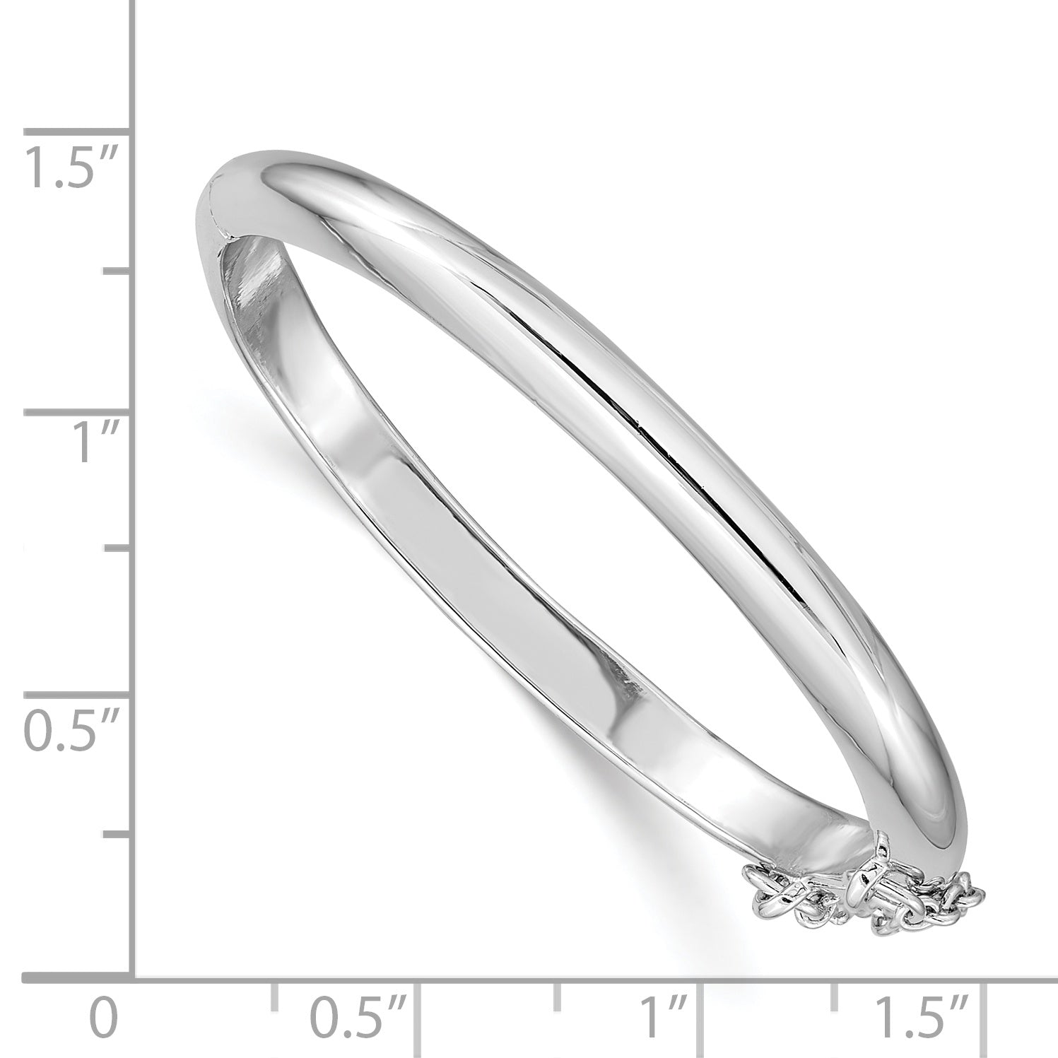Sterling Silver RH-plated Polished 4mm w/ Safety Hinged Children's Bangle Secondary image
