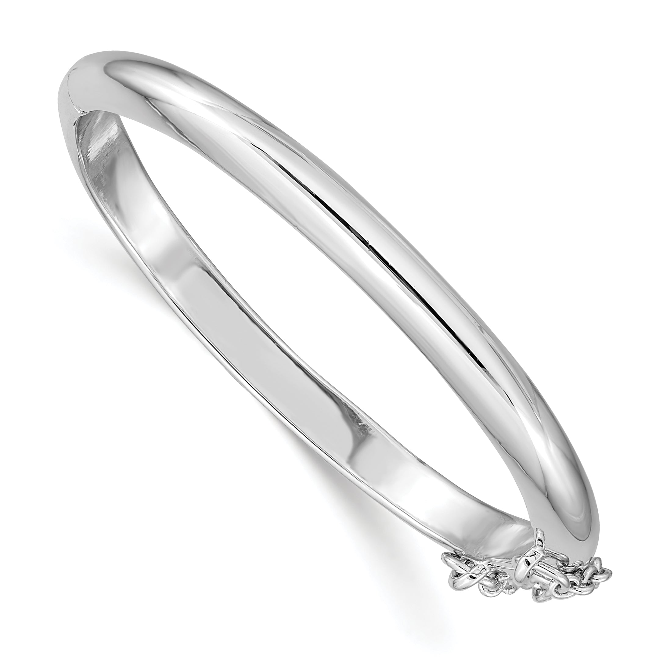Sterling Silver RH-plated Polished 4mm w/ Safety Hinged Children's Bangle Main image