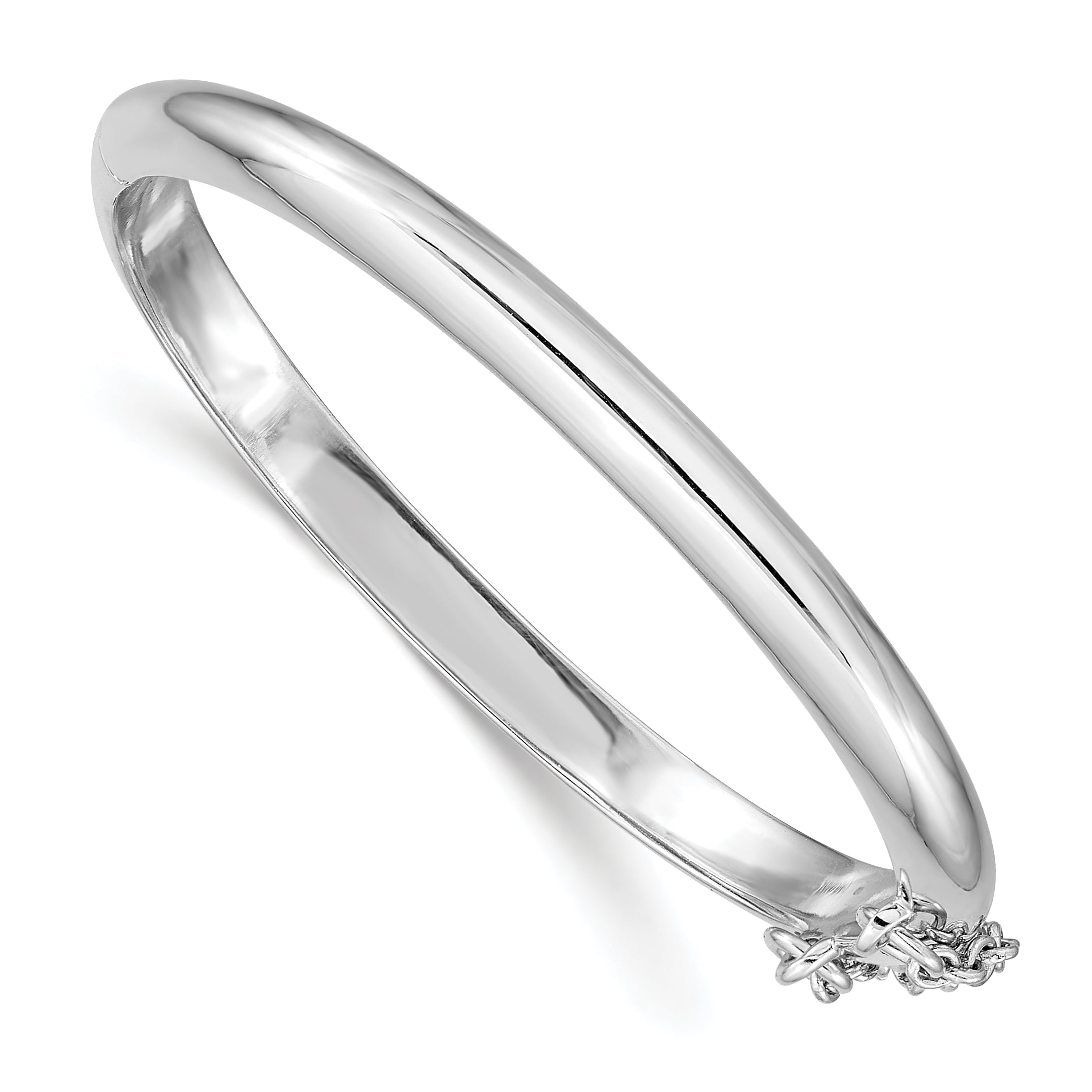 Sterling Silver RH-plated Polished 4mm w/ Safety Hinged Children's Bangle Main image