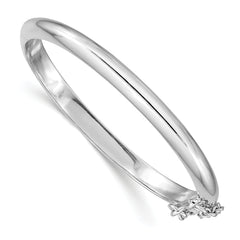 Sterling Silver RH-plated Polished 4mm w/ Safety Hinged Children's Bangle