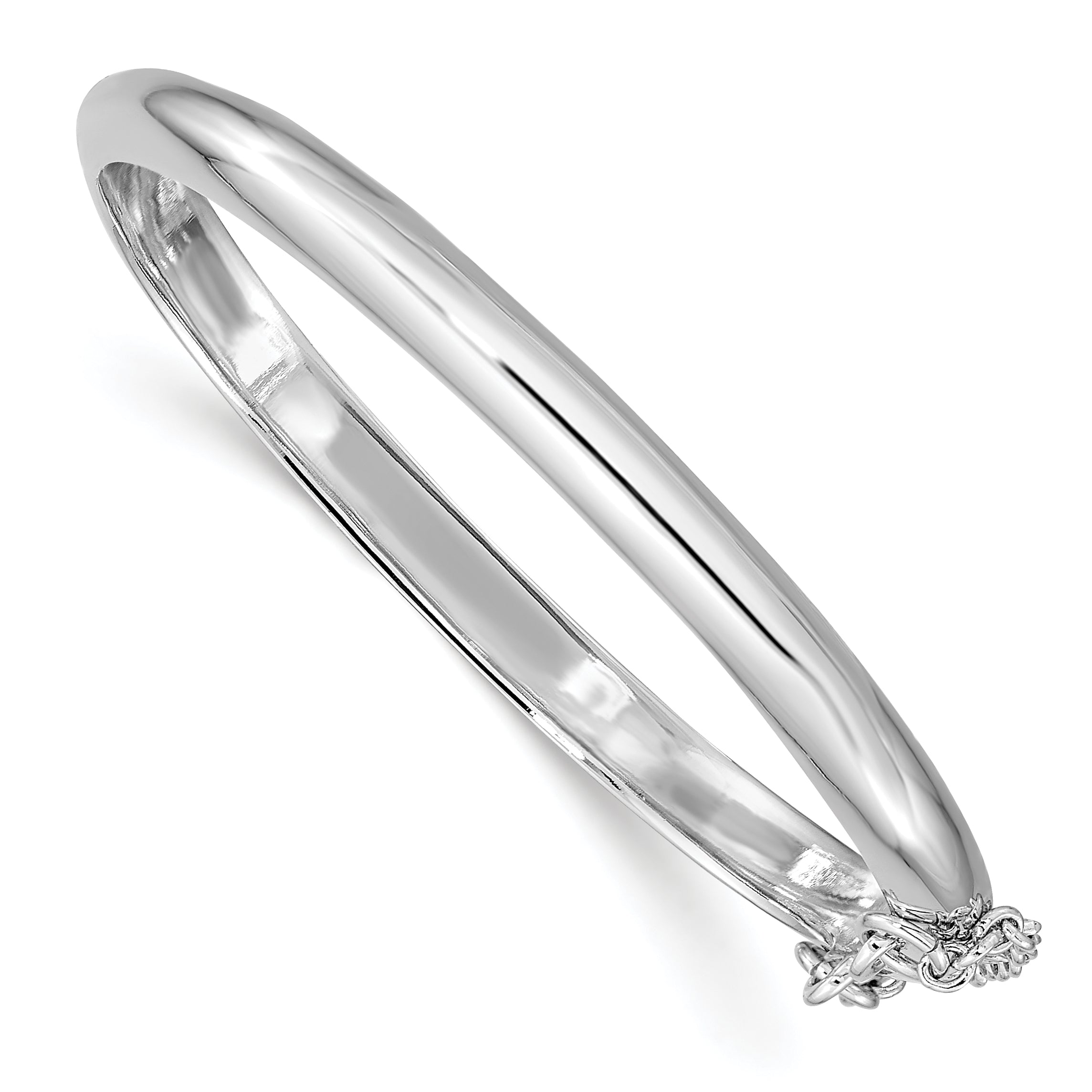 Sterling Silver RH-plated Polished 4mm w/ Safety Hinged Children's Bangle Main image