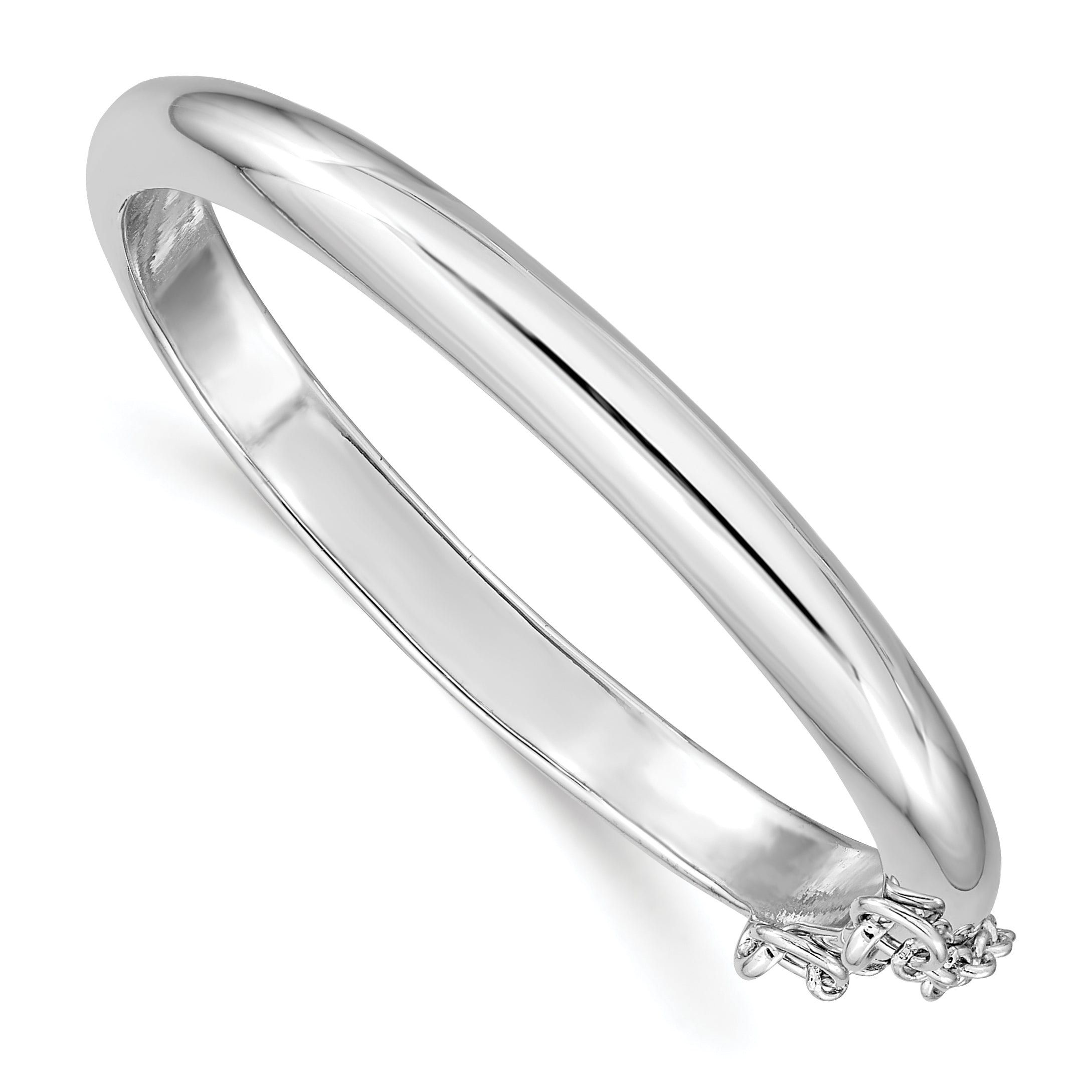 Sterling Silver RH-plated Polished 5mm w/ Safety Hinged Children's Bangle Main image