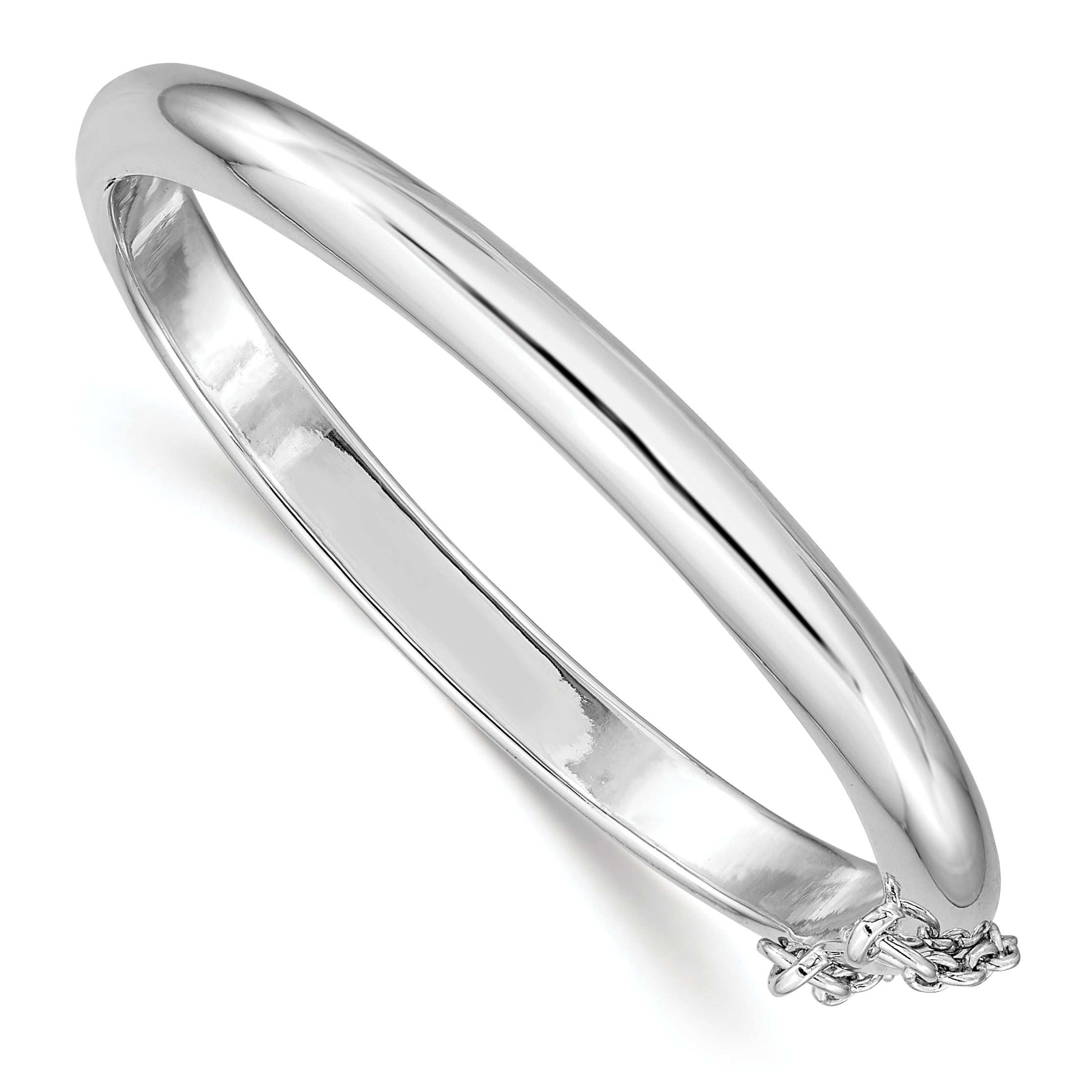 Sterling Silver RH-plated Polished 5mm w/ Safety Hinged Children's Bangle Main image