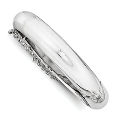 Sterling Silver Rhod. Plated Pol. WithSafety Hinged Child's Bangle