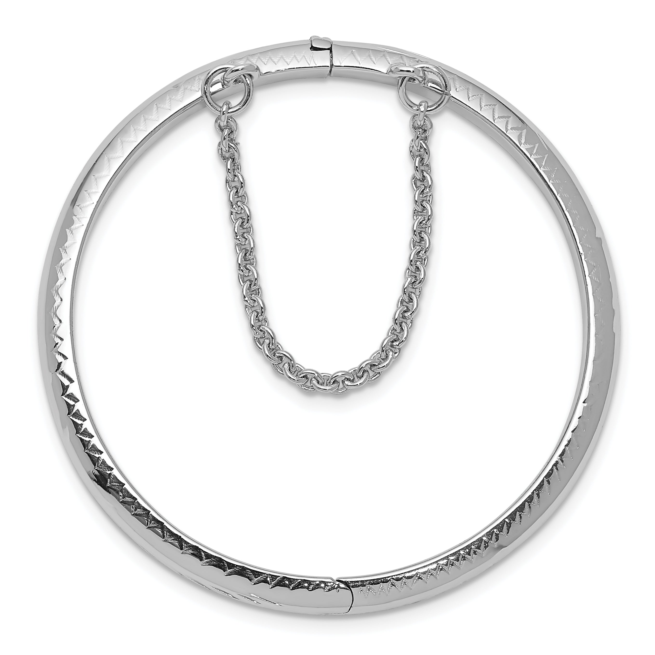 Sterling Silver Rhodium-Plated Girls' Bangle with Diamond-Cut Design Secondary image