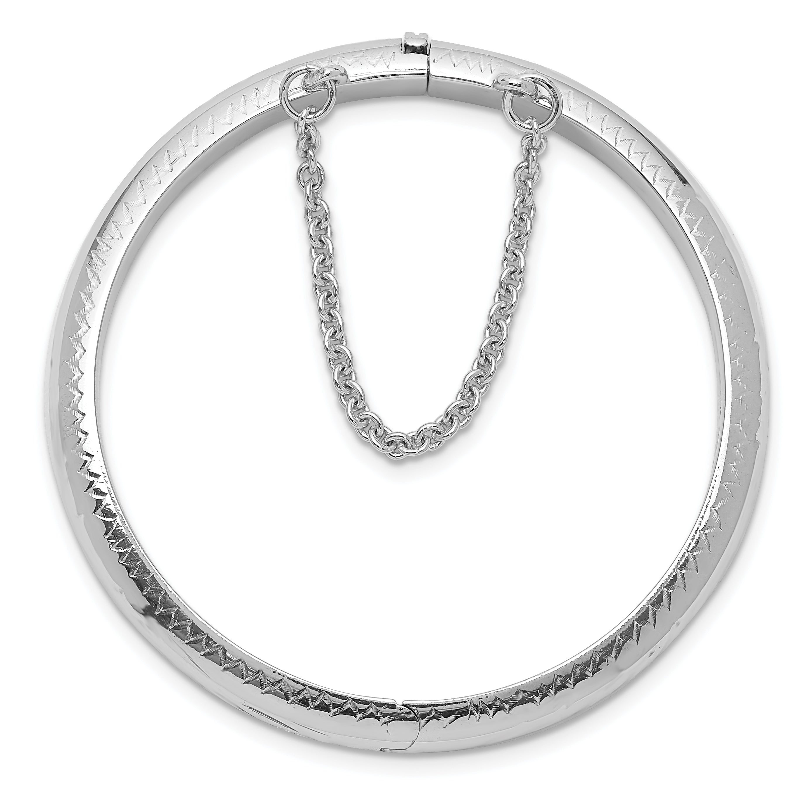 Sterling Silver 925 Children's Bangle with Rhodium Finish and Safety Clasp