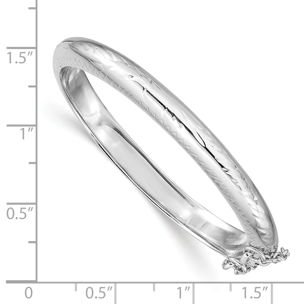 Sterling Silver 925 Children's Bangle with Rhodium Finish and Safety Clasp