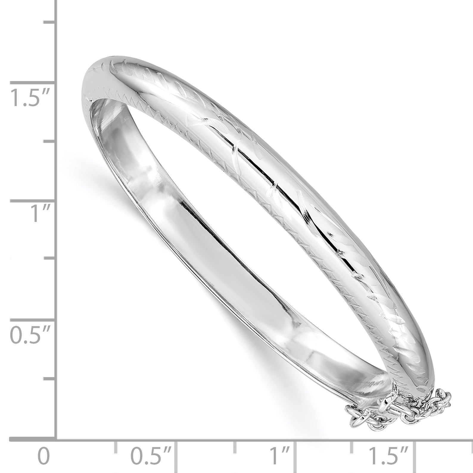 Sophia Jewelers Sterling Silver 5mm Children's Bangle with Diamond-Cut Safety Clasp