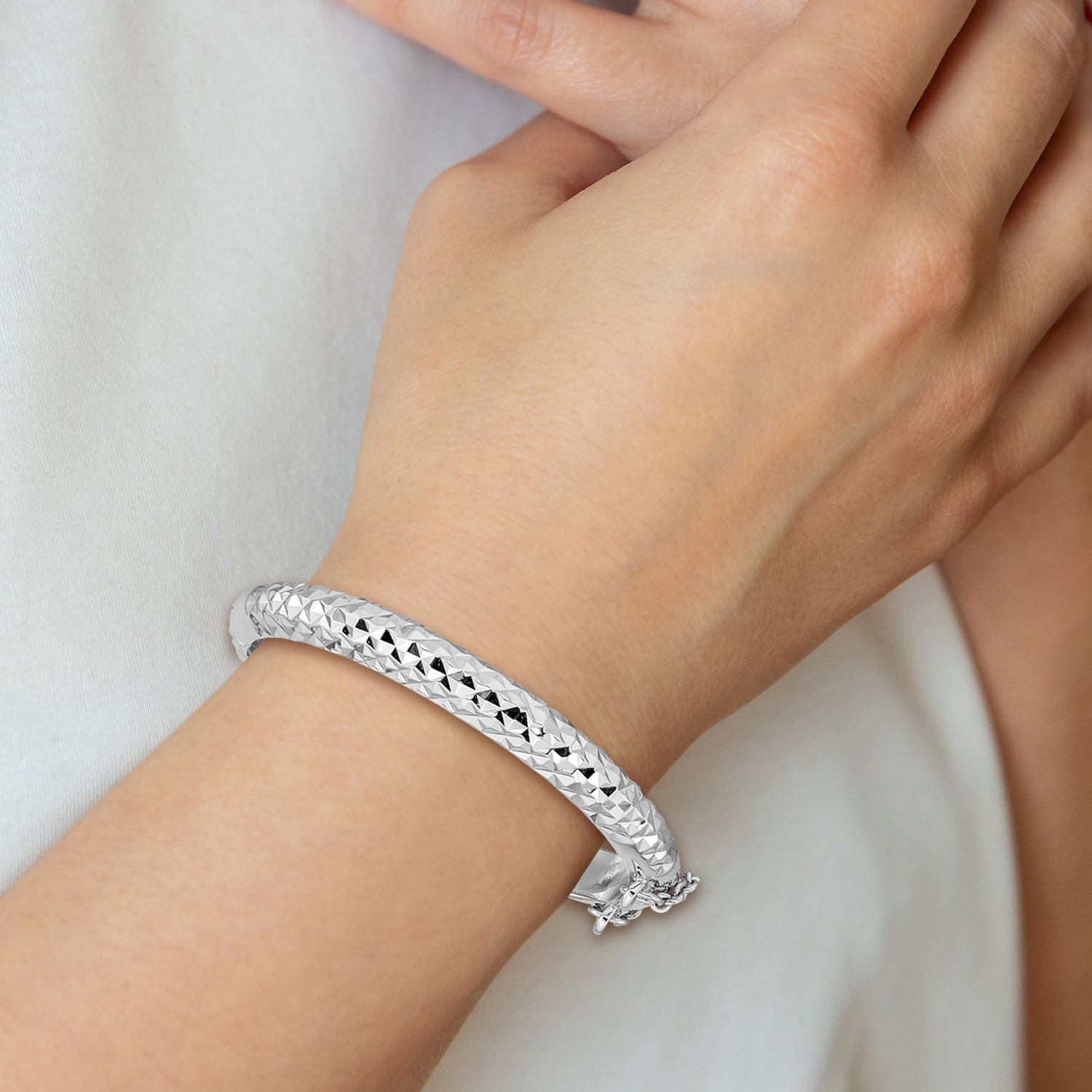 Sophia Jewelers 925 Sterling Silver Girl's Bangle with Safety Clasp