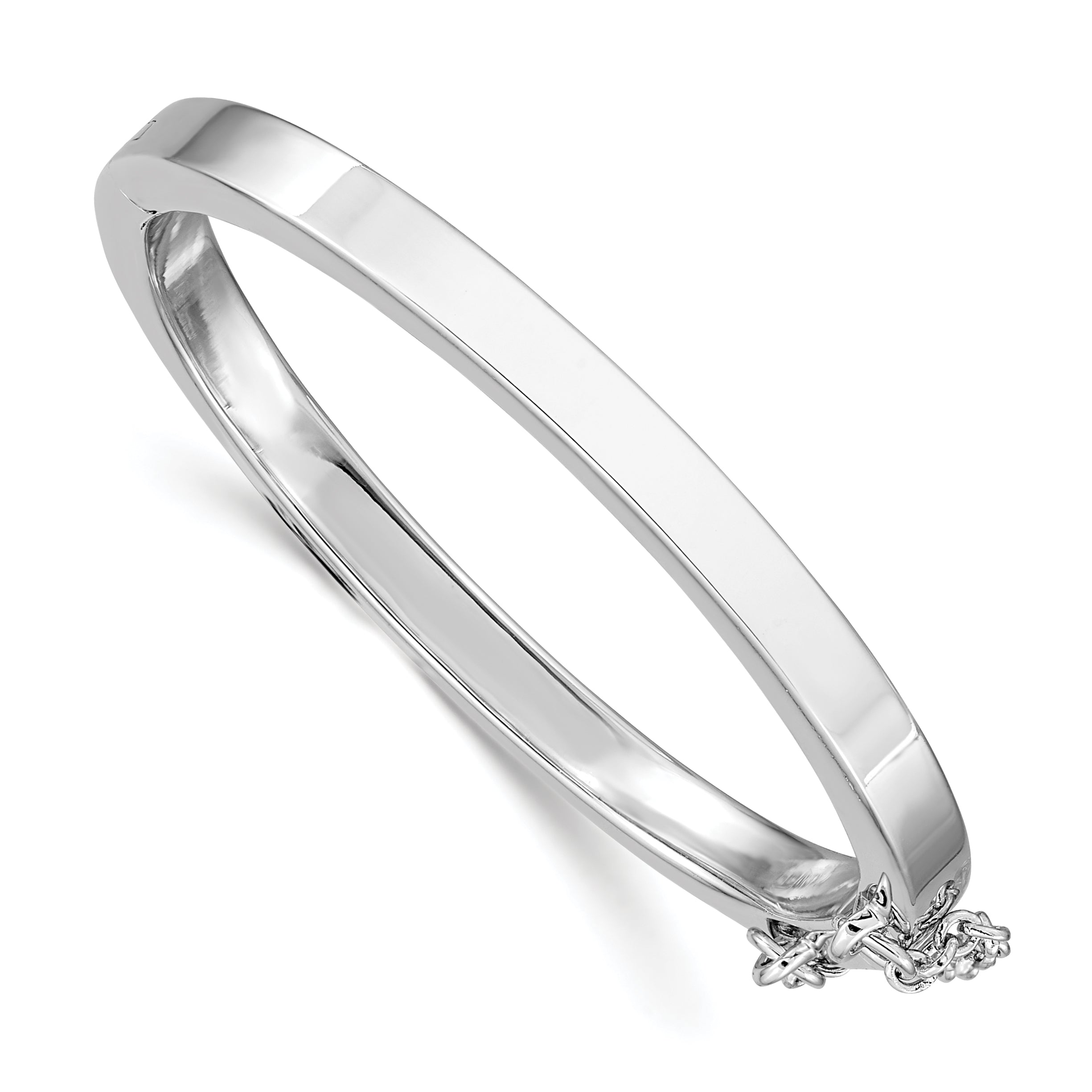 Sterling Silver RH-plated Polished 4mm w/ Safety Hinged Children's Bangle Main image