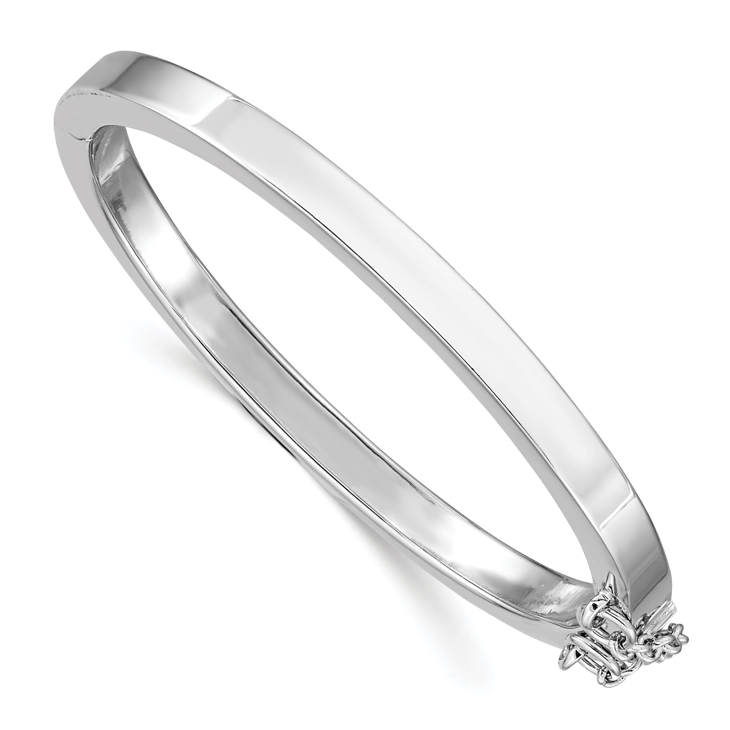 Sterling Silver RH-plated Polished 4mm w/ Safety Hinged Children's Bangle Main image