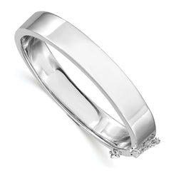 Sterling Silver Rhod. Plated Pol. WithSafety Hinged Child's Bangle