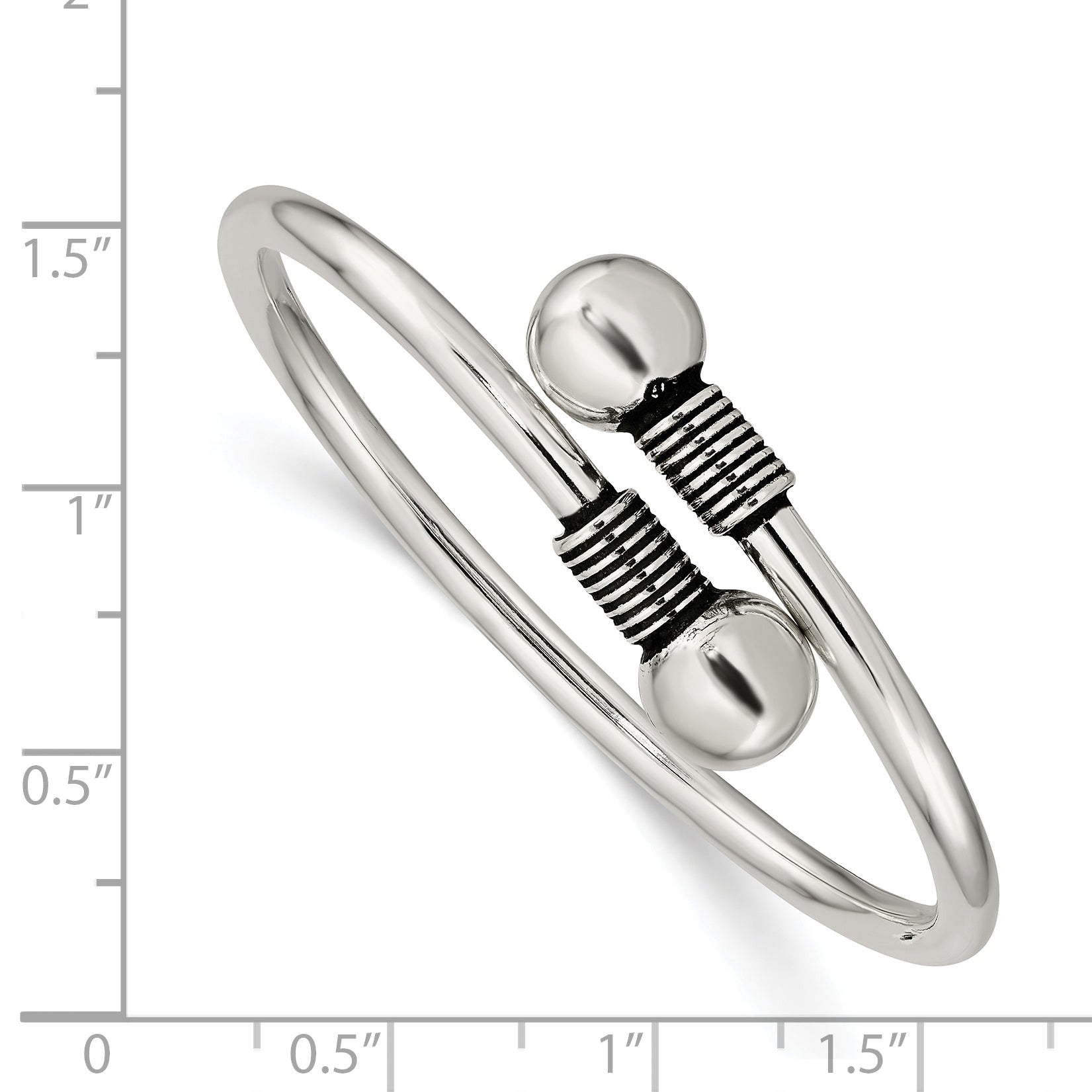 Sophia Jewelers Sterling Silver 925 Children's Polished Antiqued Cuff Bangle