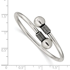 Sophia Jewelers Sterling Silver 925 Children's Polished Antiqued Cuff Bangle