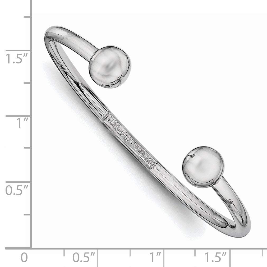 Sterling Silver Rhodium-plated Polished 3mm Children's Cuff Bangle