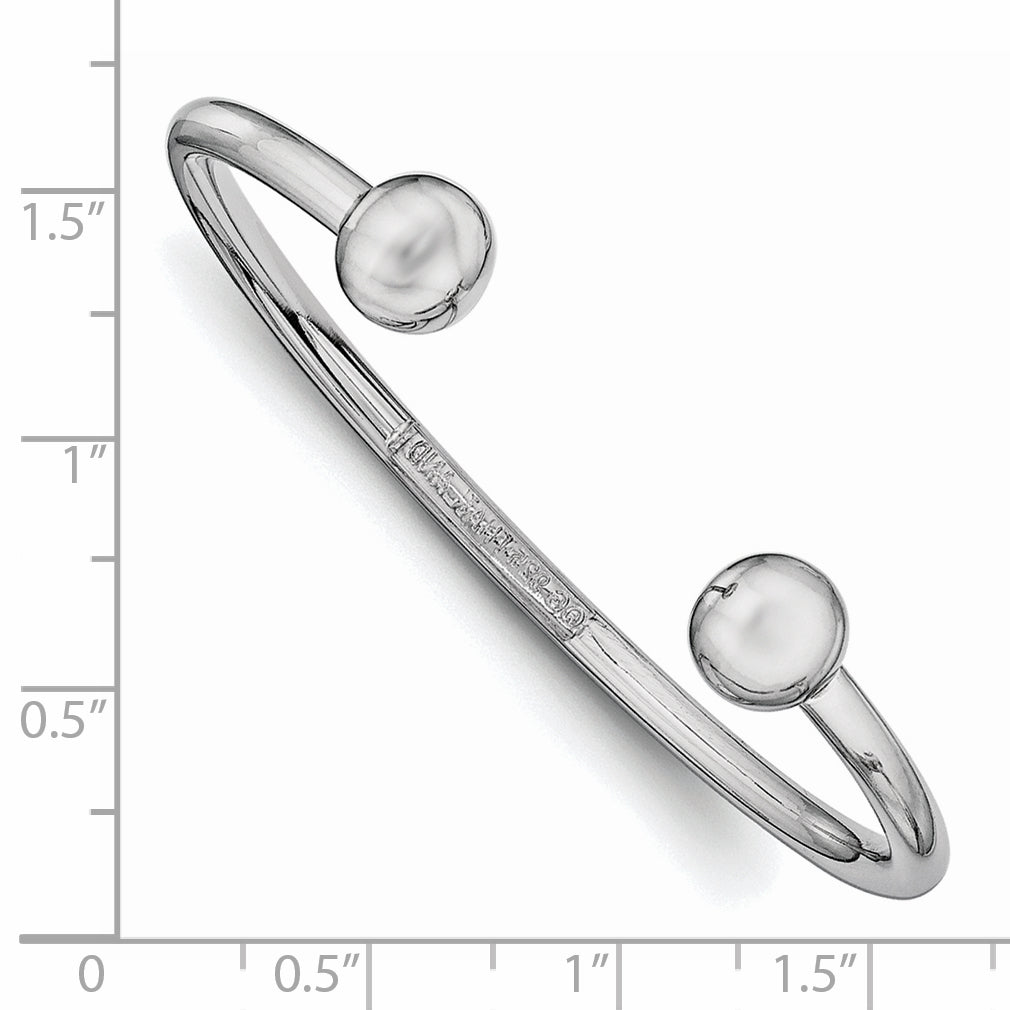 Sophia Jewelers Sterling Silver Rhodium-Plated Children's Cuff Bangle Polished Finish