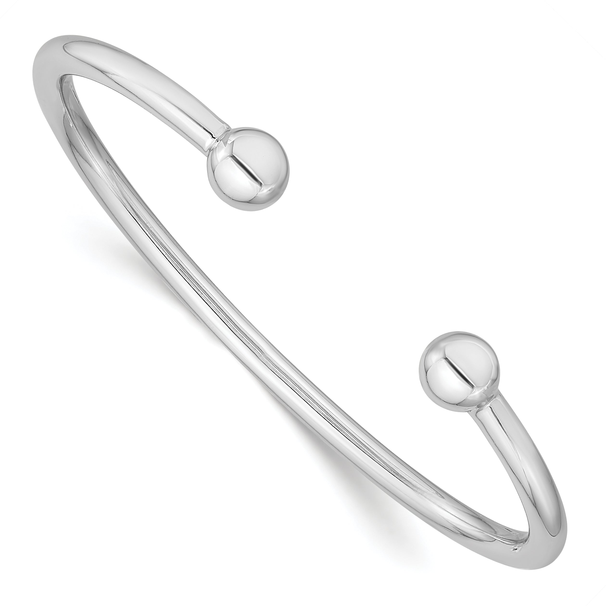 Sterling Silver Rhodium-plated Polished 3mm Children's Cuff Bangle