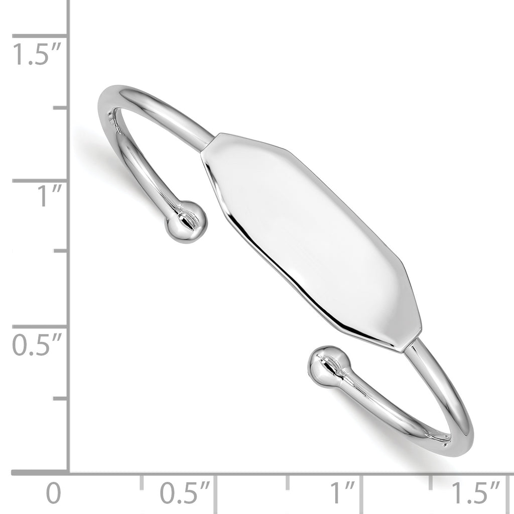 Sophia Jewelers Sterling Silver ID Children's Cuff Bangle with Rhodium-Plated Polished Finish