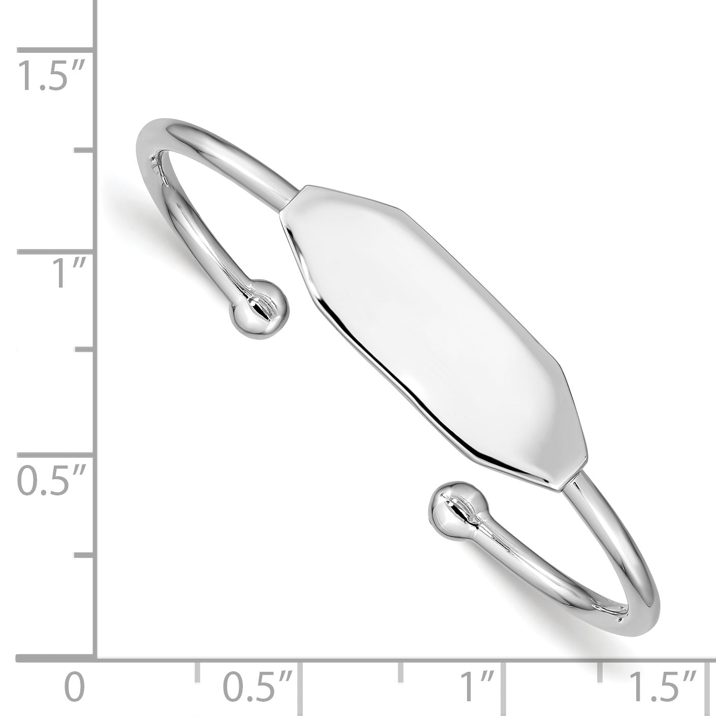 Sophia Jewelers Sterling Silver ID Children's Cuff Bangle with Rhodium-Plated Polished Finish