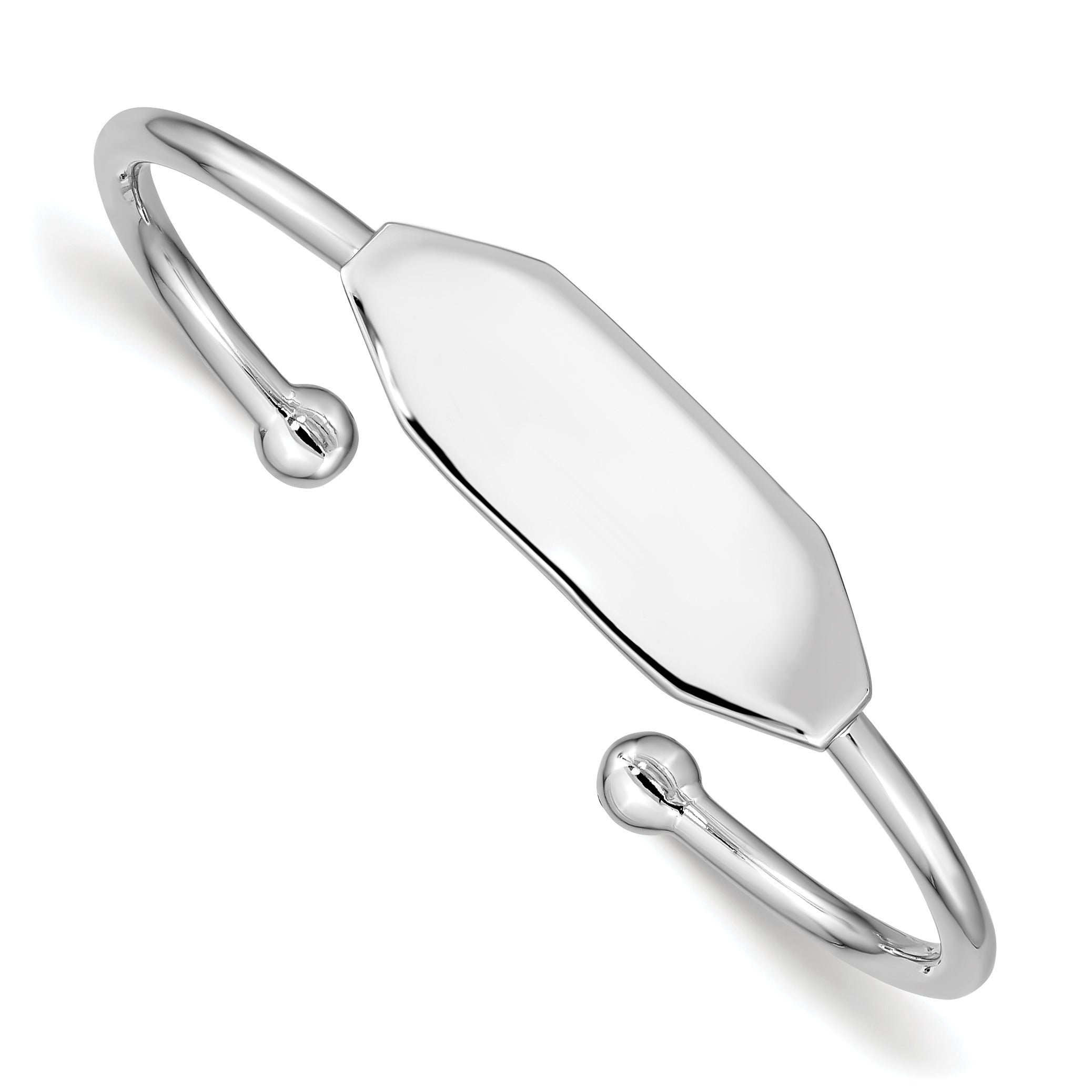 Sterling Silver Rhodium-plated Polished ID Children's Cuff Bangle Main image