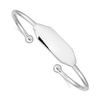 Sterling Silver Rhodium-plated Polished ID Children's Cuff Bangle