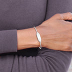 Sterling Silver 925 Children's ID Cuff with Polished Rhodium Finish