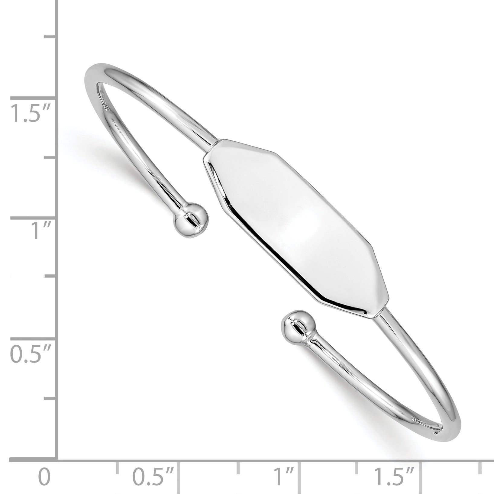 Sterling Silver 925 Children's ID Cuff with Polished Rhodium Finish