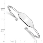 Sterling Silver 925 Children's ID Cuff with Polished Rhodium Finish