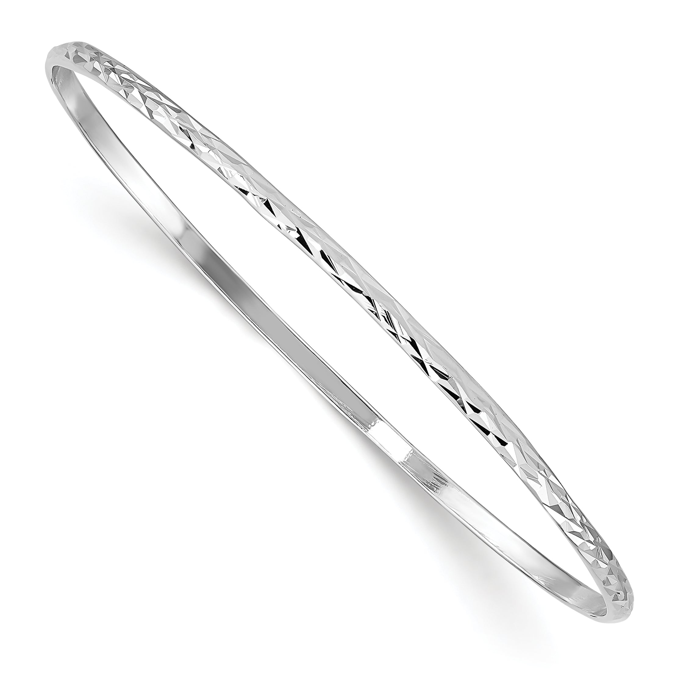 Sterling Silver RH-plated Polished & D/C 2mm Slip On Children's Bangle Main image