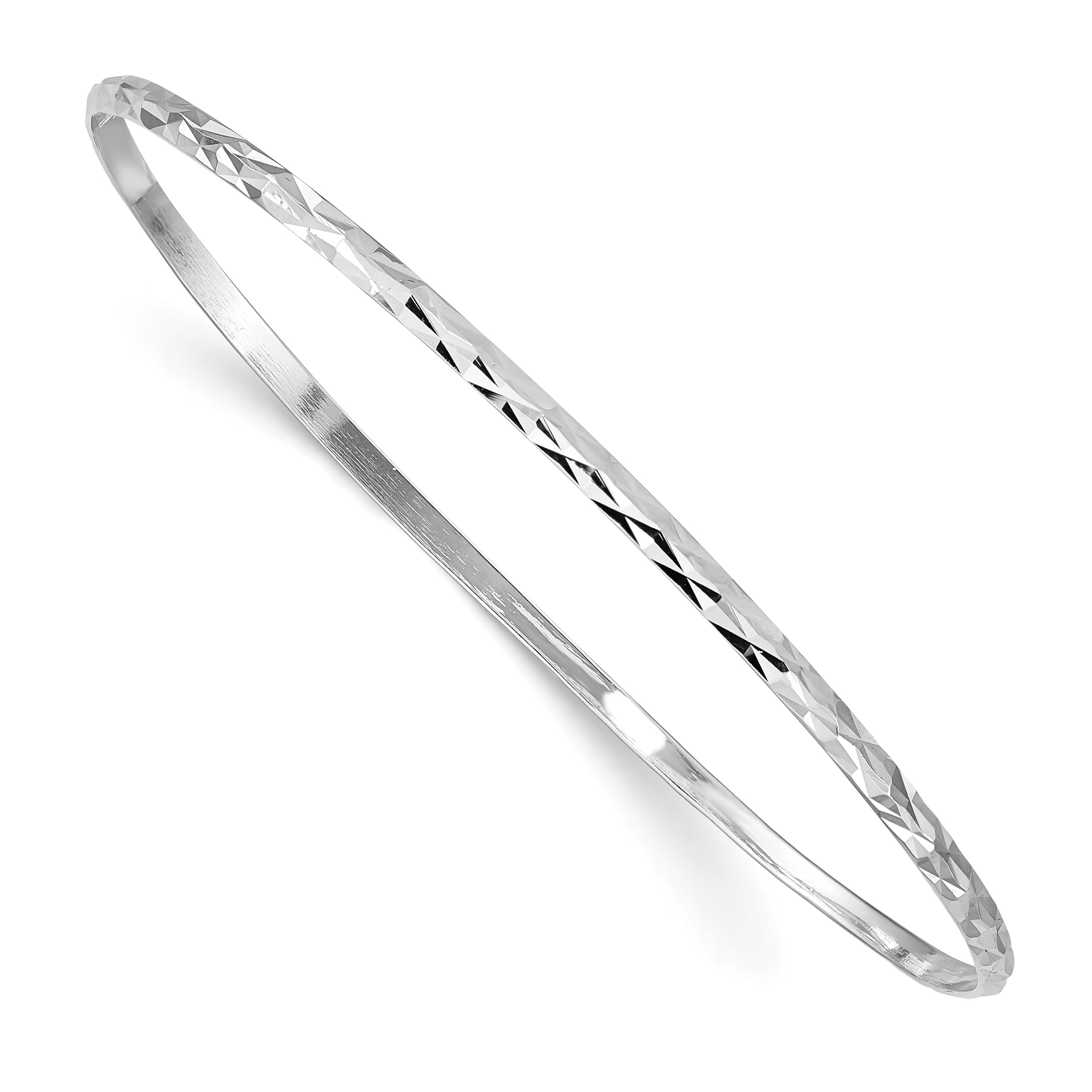 Sterling Silver RH-plated Polished & D/C 2mm Slip On Children's Bangle