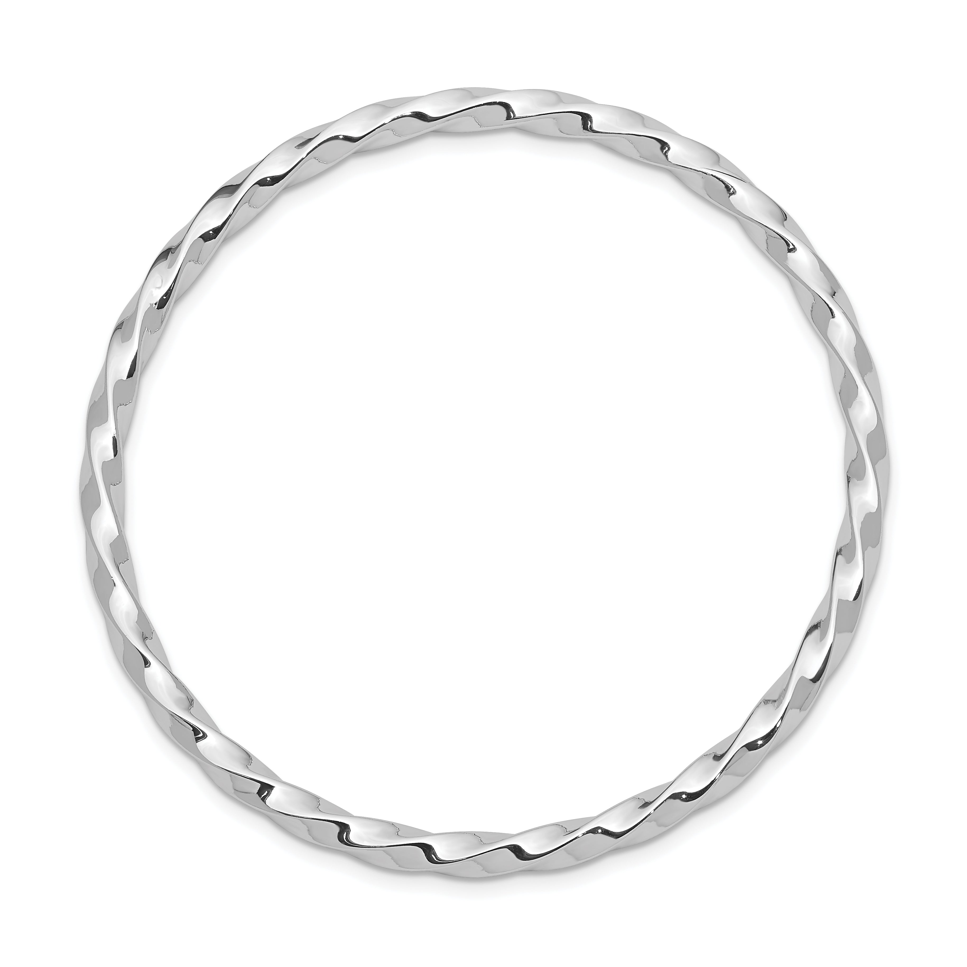 Sterling Silver RH-plated Polished Twisted Slip On Children's Bangle Bracel