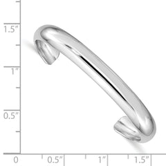 Sterling Silver 925 Children's Polished Cuff Bangle Handmade and Rhodium Plated - 0