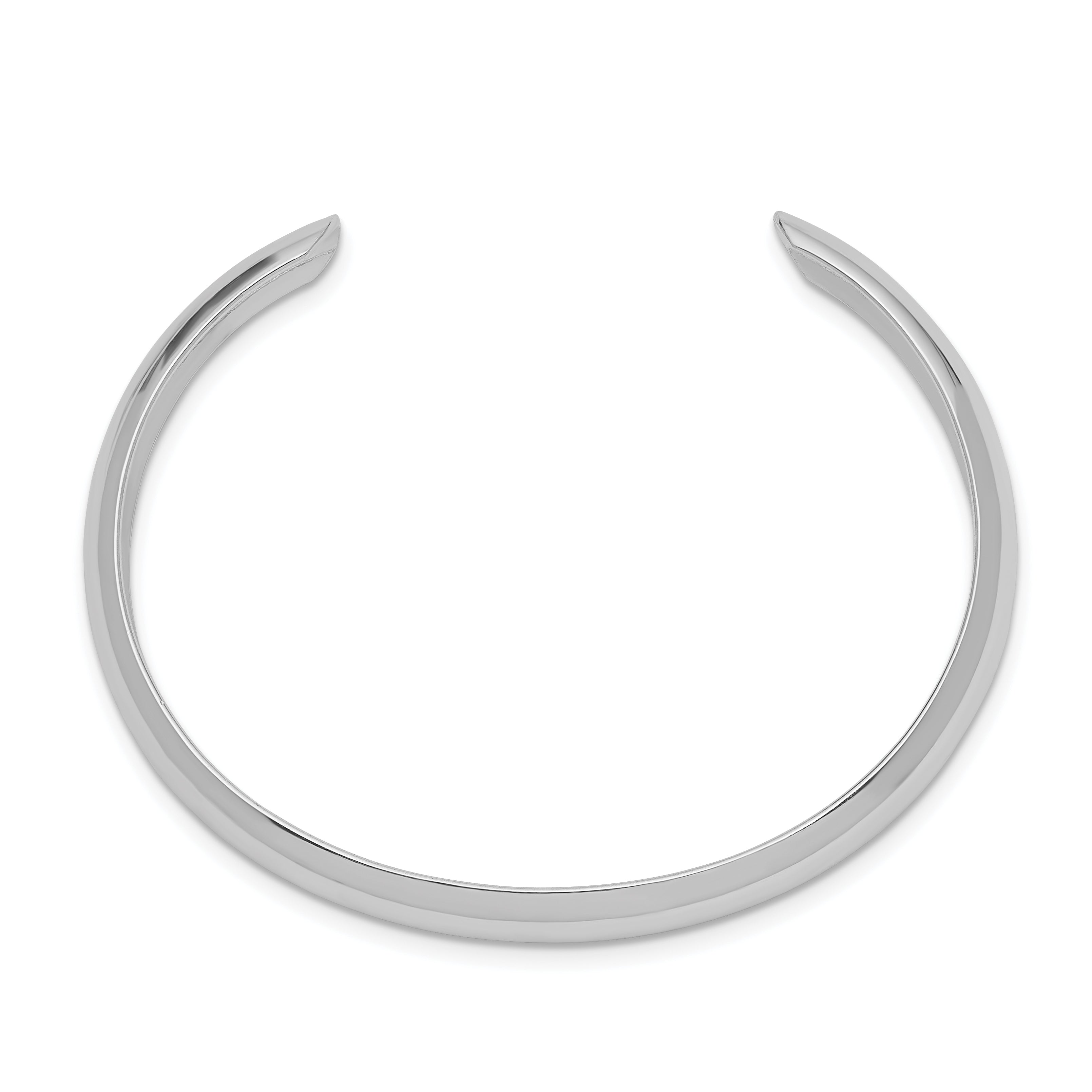 Sterling Silver Rhod-plated Polished & Domed 6mm Children's Cuff Bangle