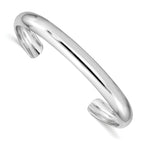 Sterling Silver Rhod-plated Polished & Domed 6mm Children's Cuff Bangle