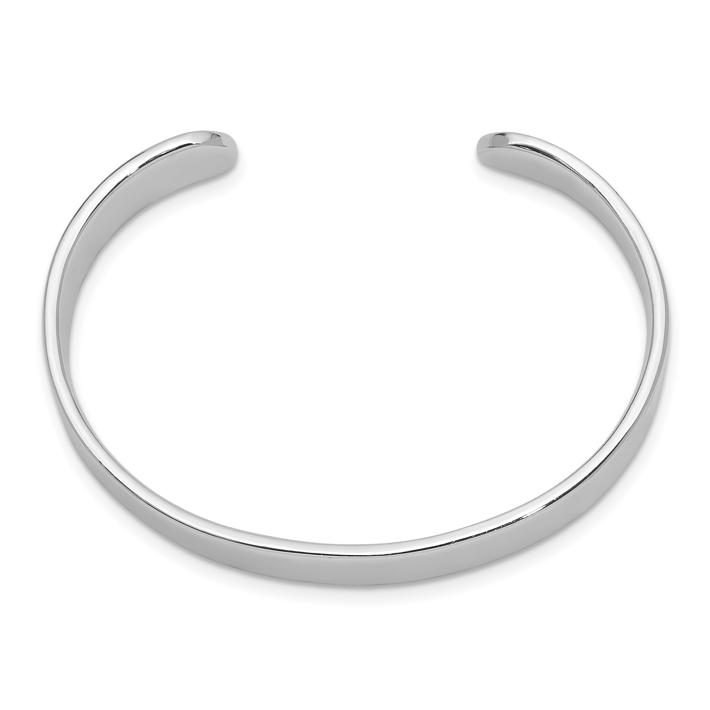 Sterling Silver Rhodium-plated Polished 8mm Children's Cuff Bangle