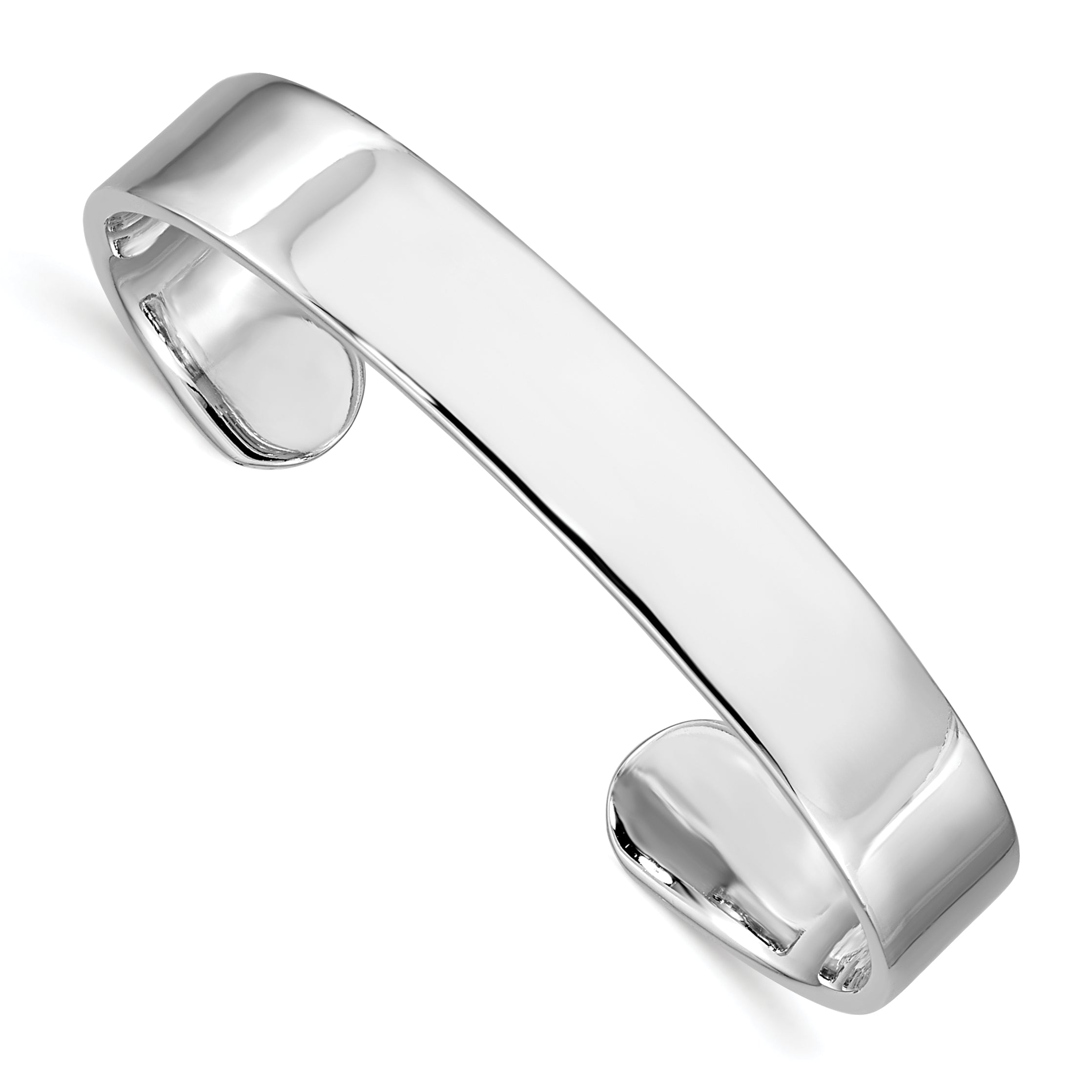 Sterling Silver Rhodium-plated Polished 8mm Children's Cuff Bangle