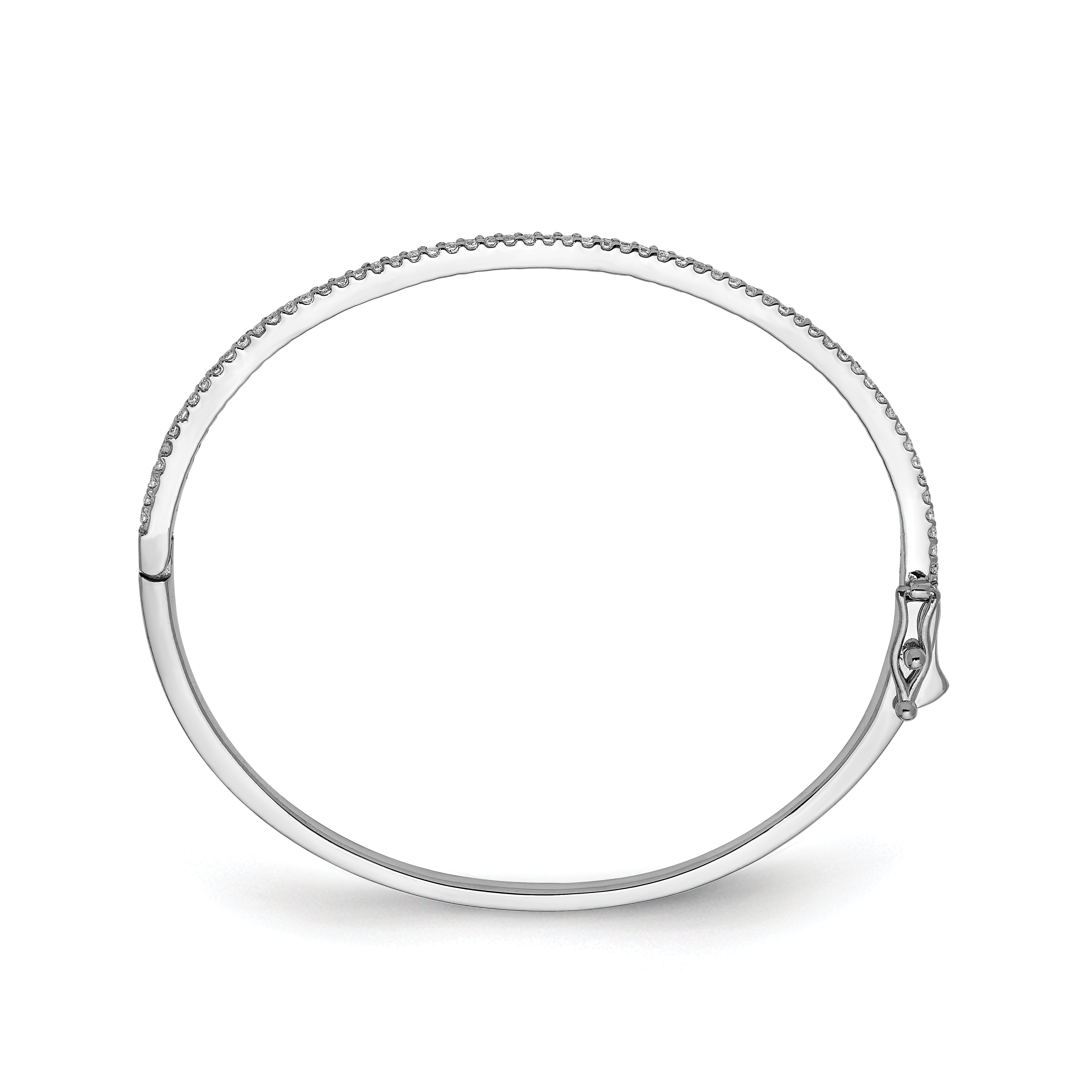 Sterling Shimmer Sterling Silver Rhodium-plated 62 Stone CZ Hinged Bangle Bracelet Secondary image
