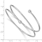 Sterling Silver 925 Flexible Slip-On Bangle with Rhodium Polished Finish