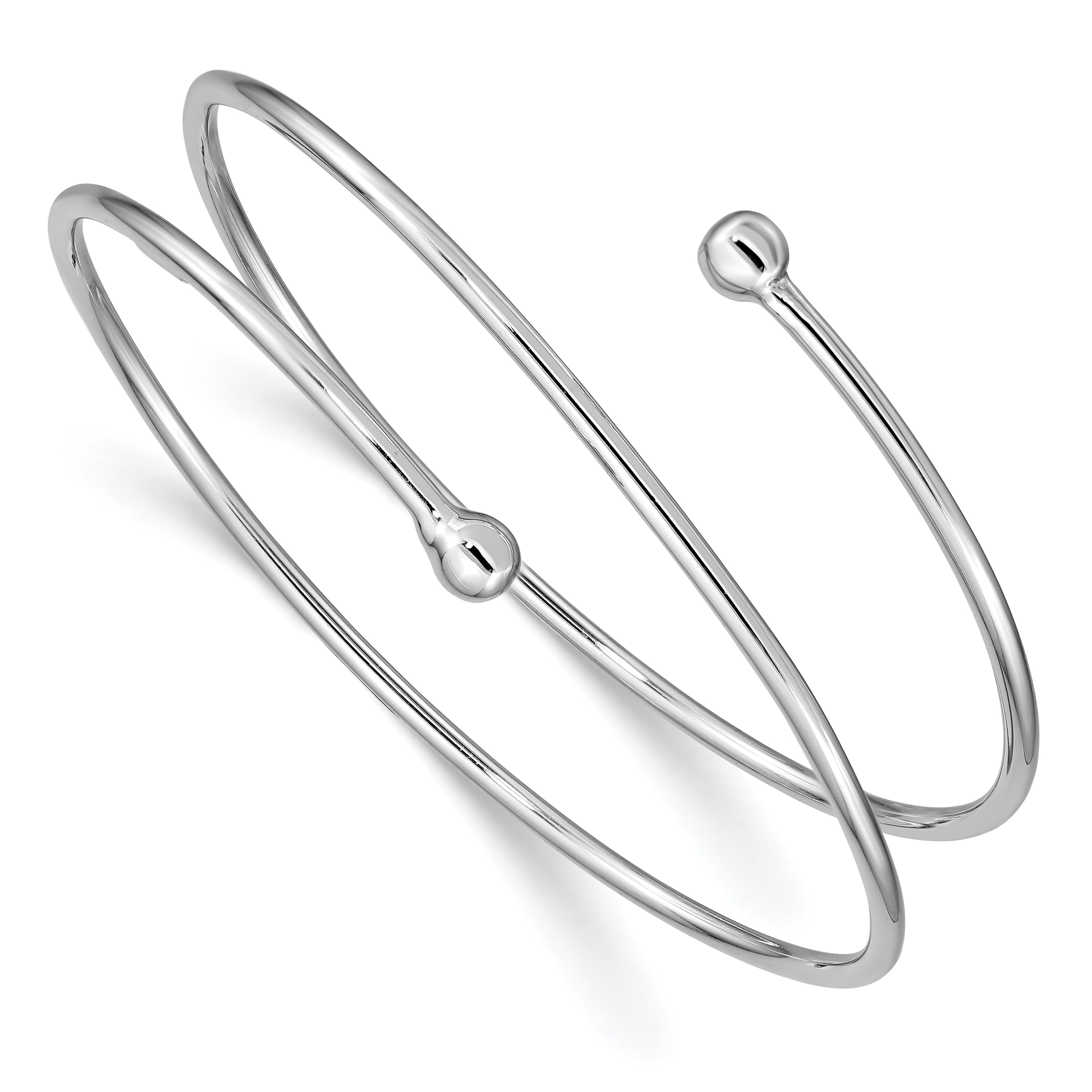 Sterling Silver Rhodium-plated Flexible Wrap Bangle Main image