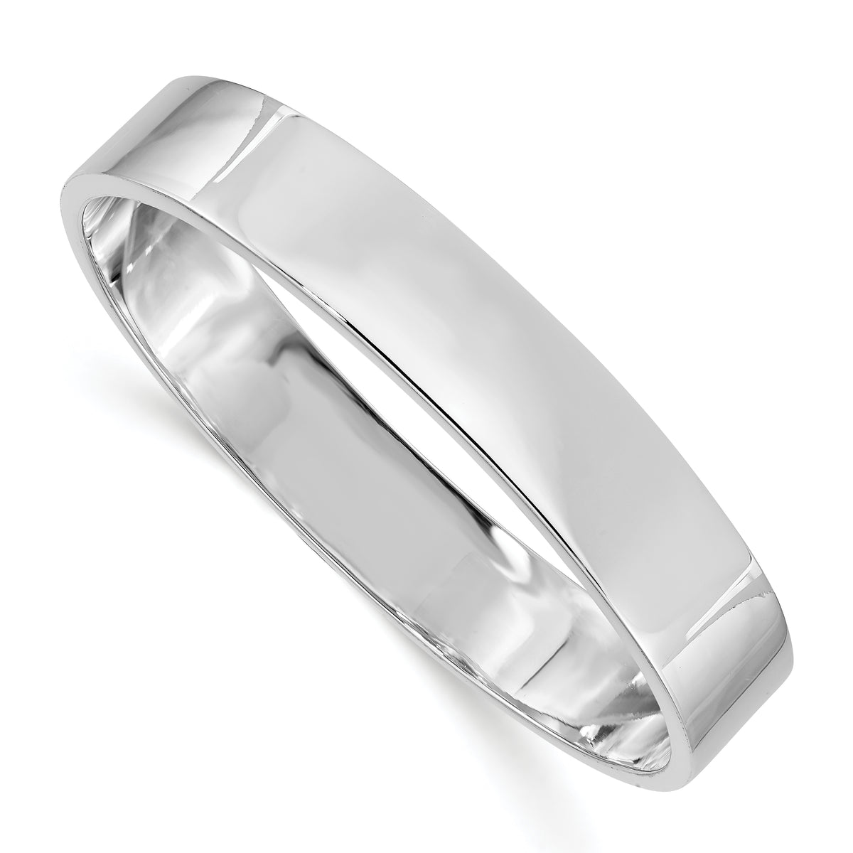 Sterling Silver 12.50mm Rhodium-plated Polished Slip-on Bangle