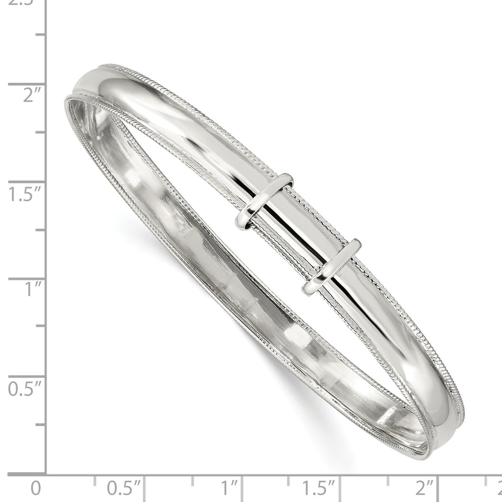 Sophia Jewelers Sterling Silver Milgrain Polished Expandable Bangle for Women