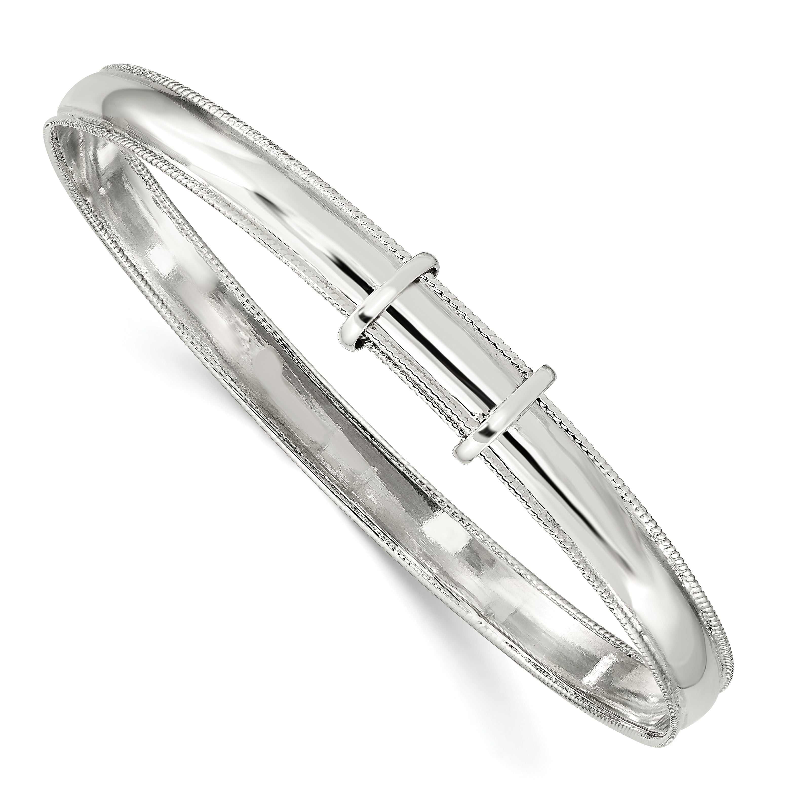 Sterling Silver Polished Milgrain 7mm Expandable Bangle Main image