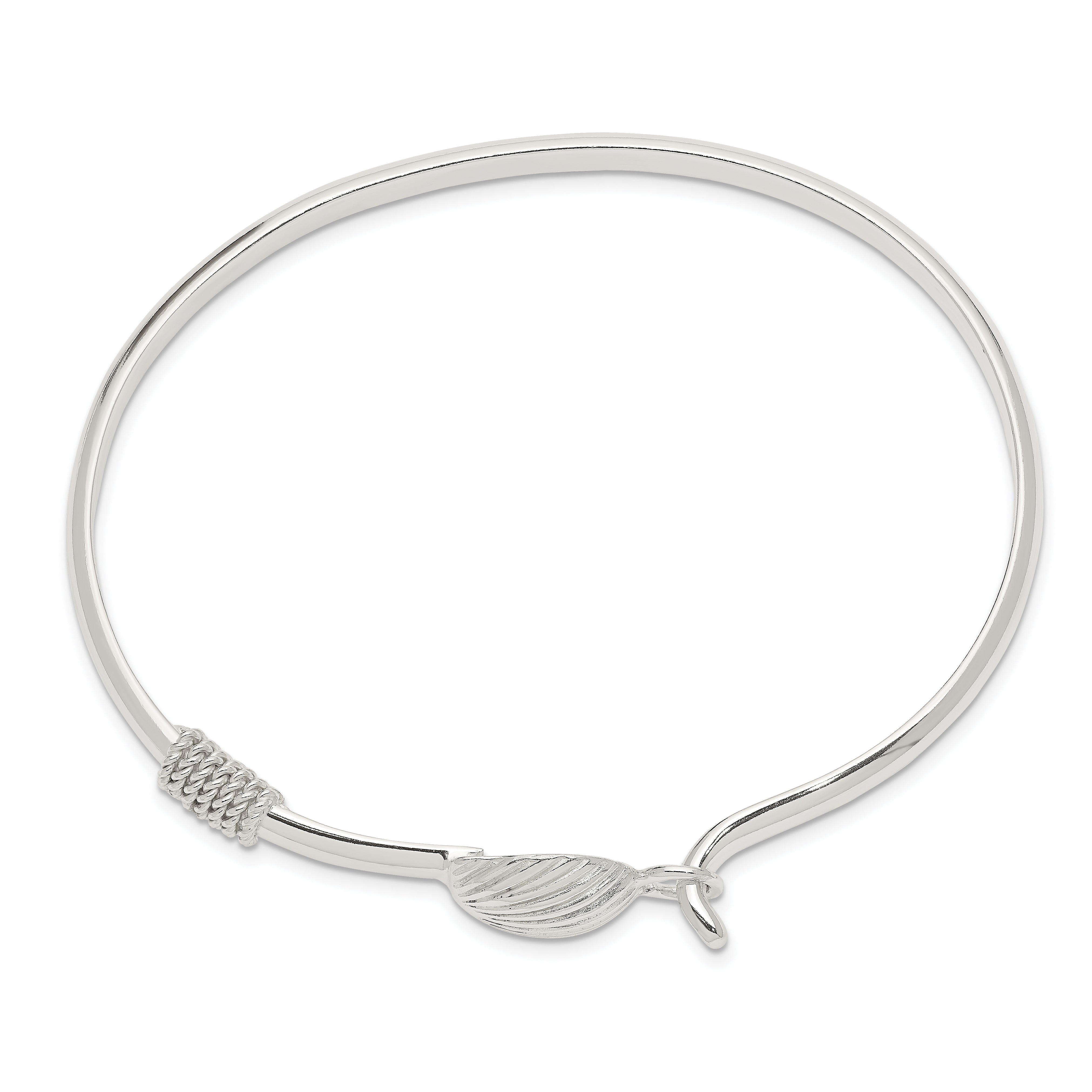 Sterling Silver 925 Polished Shell Bangle for Women Secondary image
